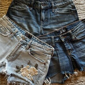 3 pair. Lucky Brand & Abercrombie Jean shorts sz. 0 / 25 like new